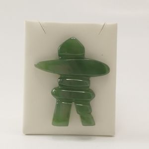 Hand Carved Canadian B.C. Jade Inukshuk Brooch